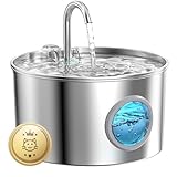 Fontanella per Gatti Acciaio: 2.2L Automatica - Super Silenziosa Dispenser Acqua per Gatti e Cani - Mantiene l'Acqua Fresca - Con Set di Filtri