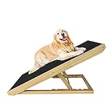 LZQ Scala per cani di piccola taglia pieghevole per cani e gatti, scala portatile regolabile in altezza, in legno, con tappeto antiscivolo per letto, divano, lunghezza 100 cm