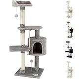 Beltom® TIRAGRAFFI PER GATTO ALTO 112 CM PARCO GIOCO GIOCHI GRAFFIATOIO SISAL CUCCIA ALBERO GATTI TIRA GRAFFI PALESTRA - Grigio