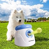 Pet Prime Lanciatore automatico per cani, palla interattiva per cani, 3 palline da tennis incluse, macchina interattiva per cani di piccola taglia – Mini Style (bianco)