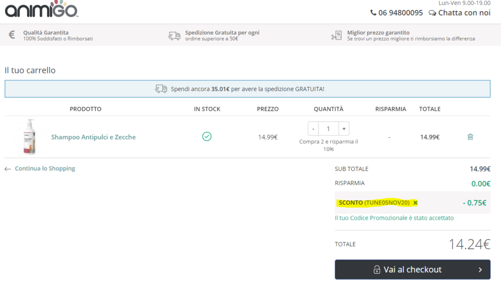 coupon sconto Animigo